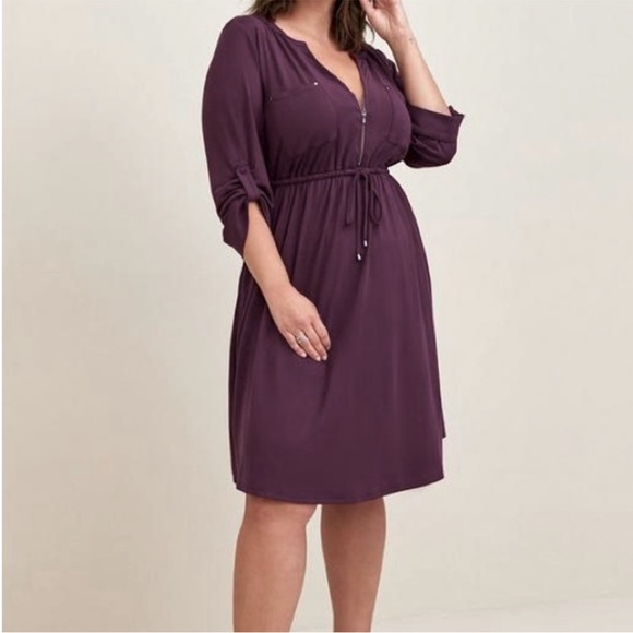 torrid Dresses & Skirts - Torrid Mini Studio Challis Zip-Front Shirt Dress Potent Purple Plus Size 3